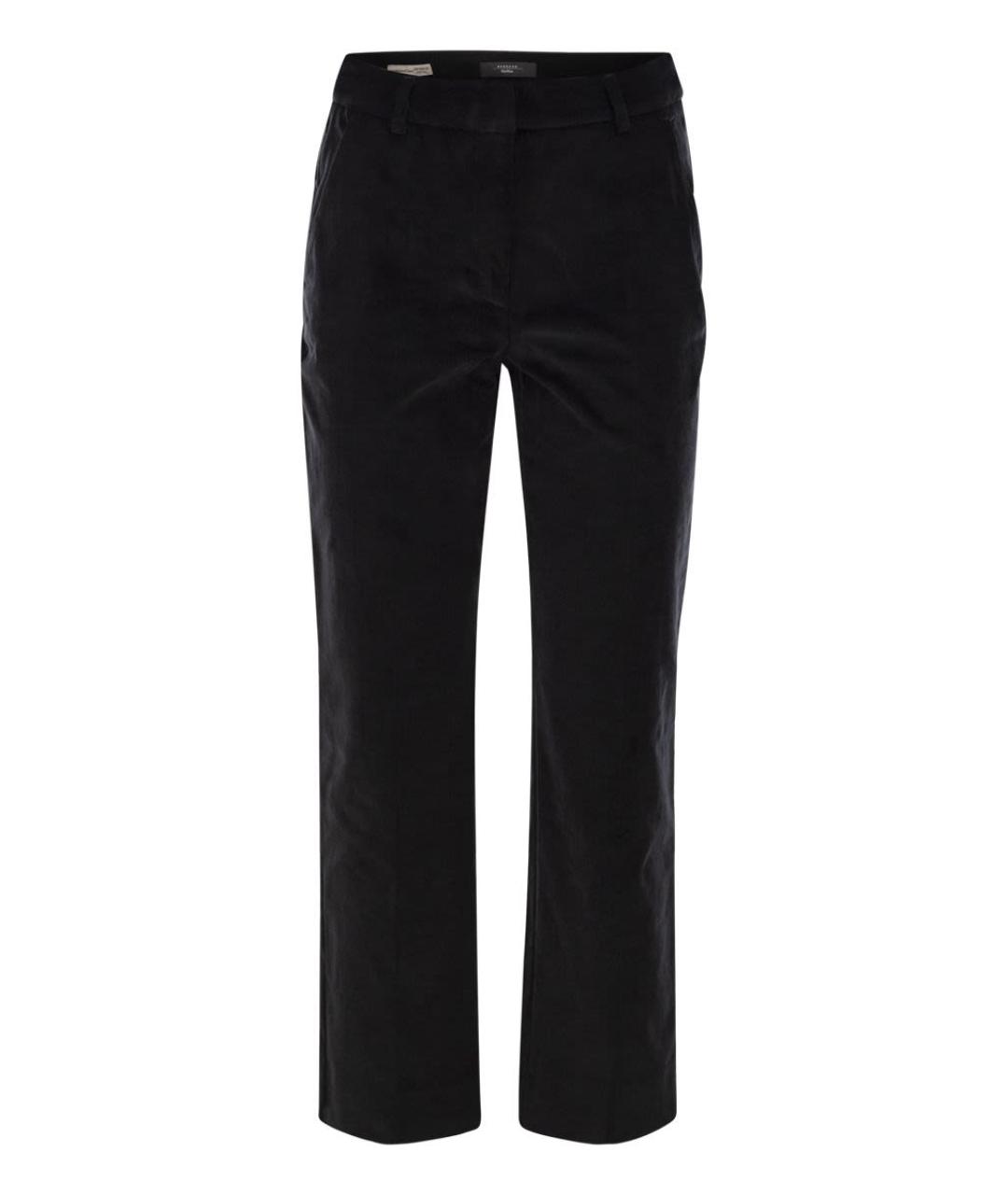 WEEKEND MAX MARA Черные хлопко-эластановые прямые брюки, фото 1