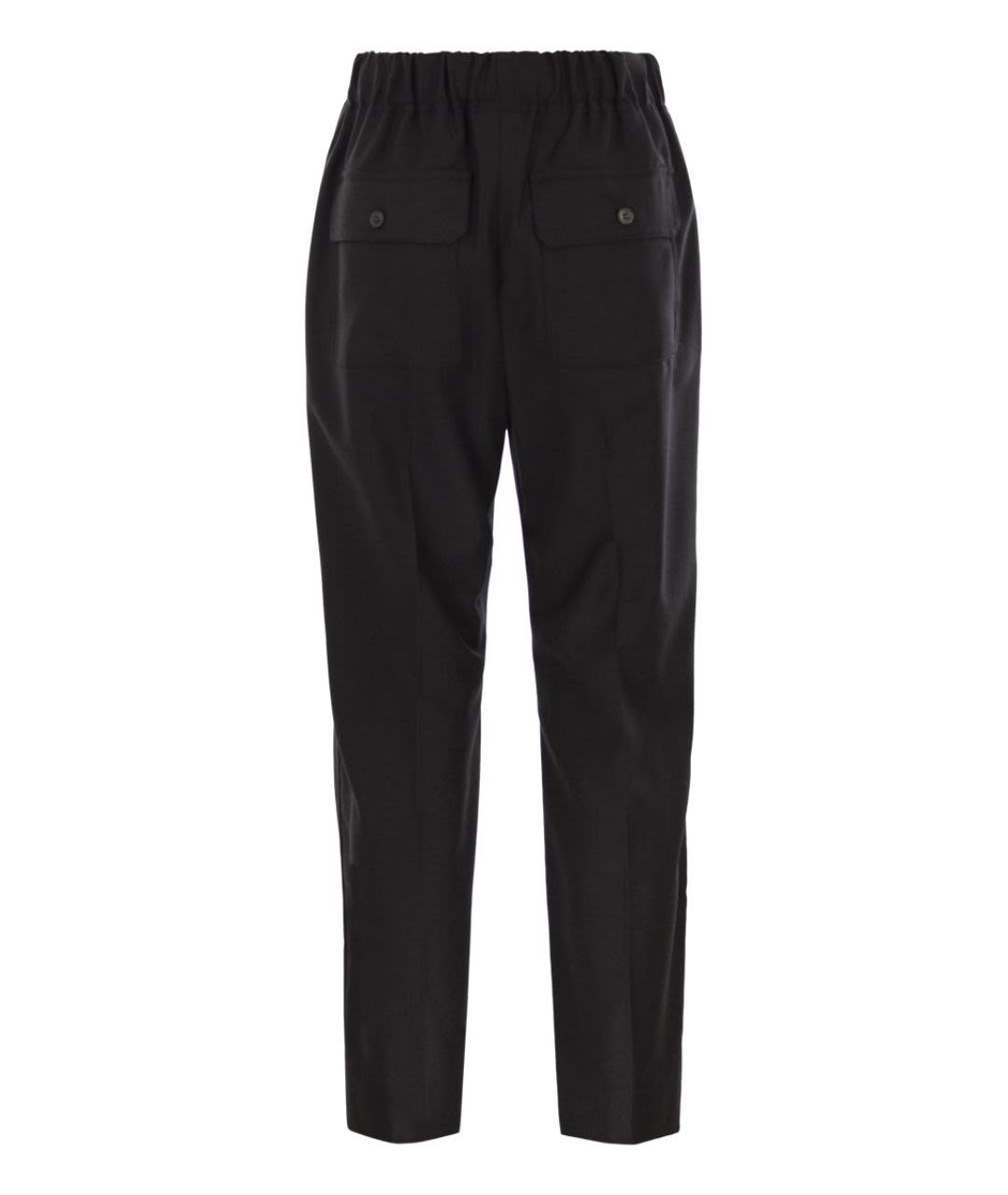 WEEKEND MAX MARA Черные шерстяные прямые брюки, фото 3