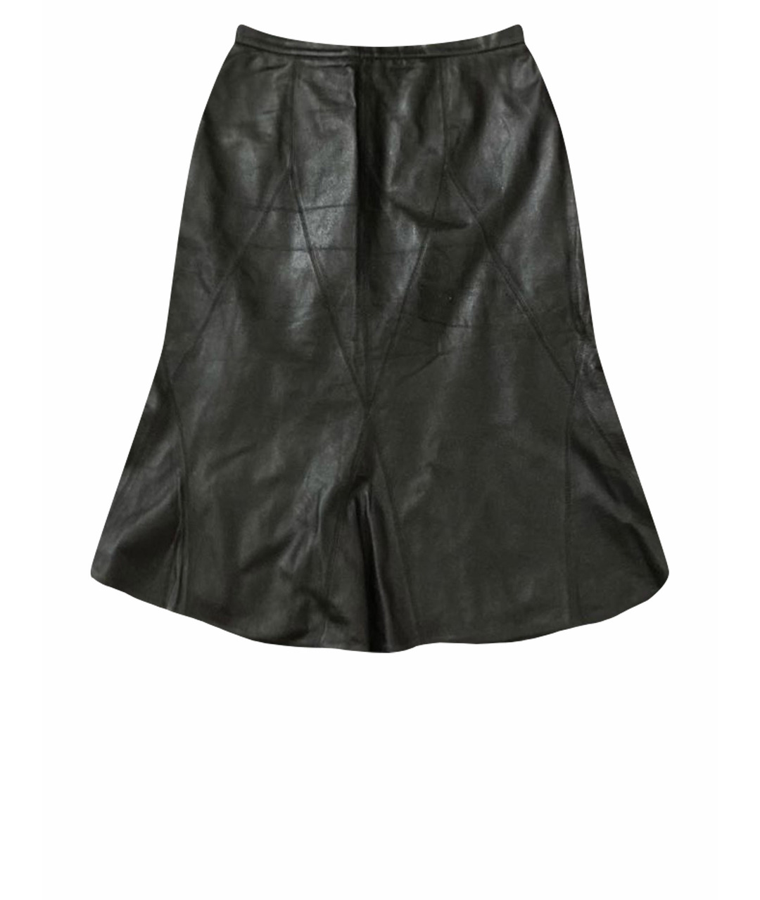 CHANEL PRE-OWNED Черная кожаная юбка миди, фото 1