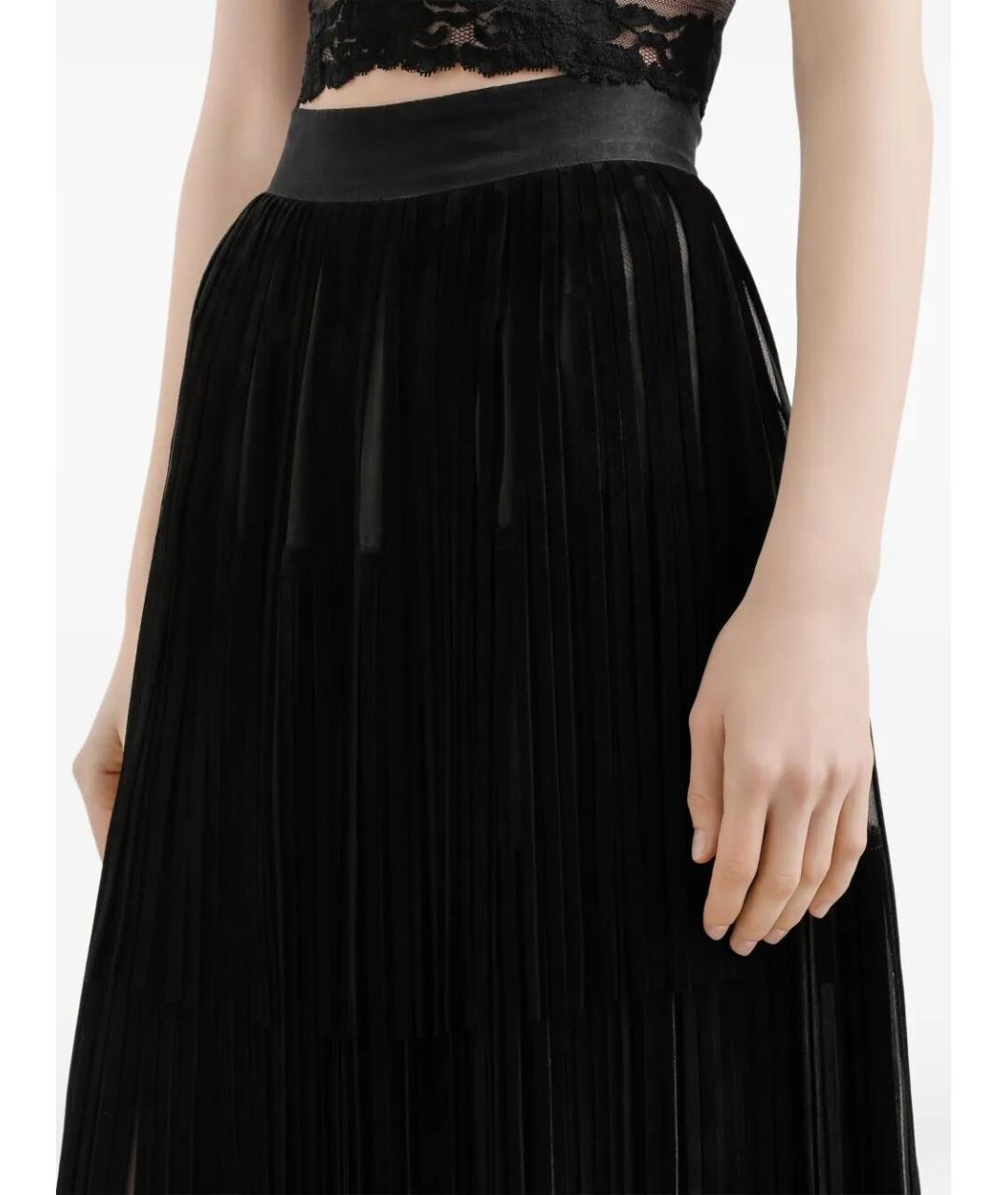 DOLCE&GABBANA Черная шелковая юбка миди, фото 4