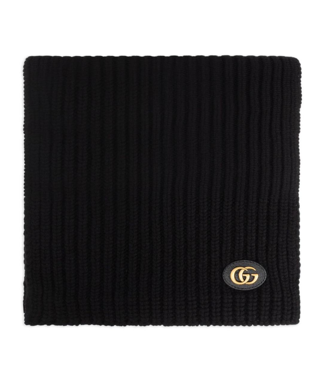 GUCCI Черный шерстяной шарф, фото 1