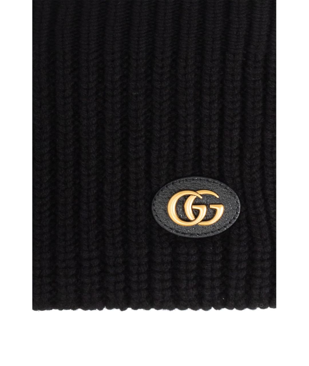 GUCCI Черный шерстяной шарф, фото 2