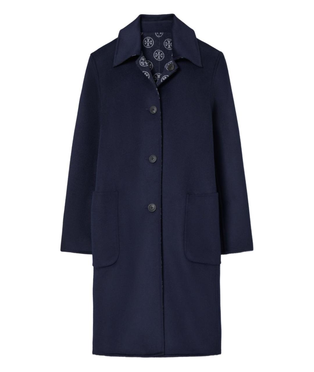 TORY BURCH Синее шерстяное пальто, фото 1