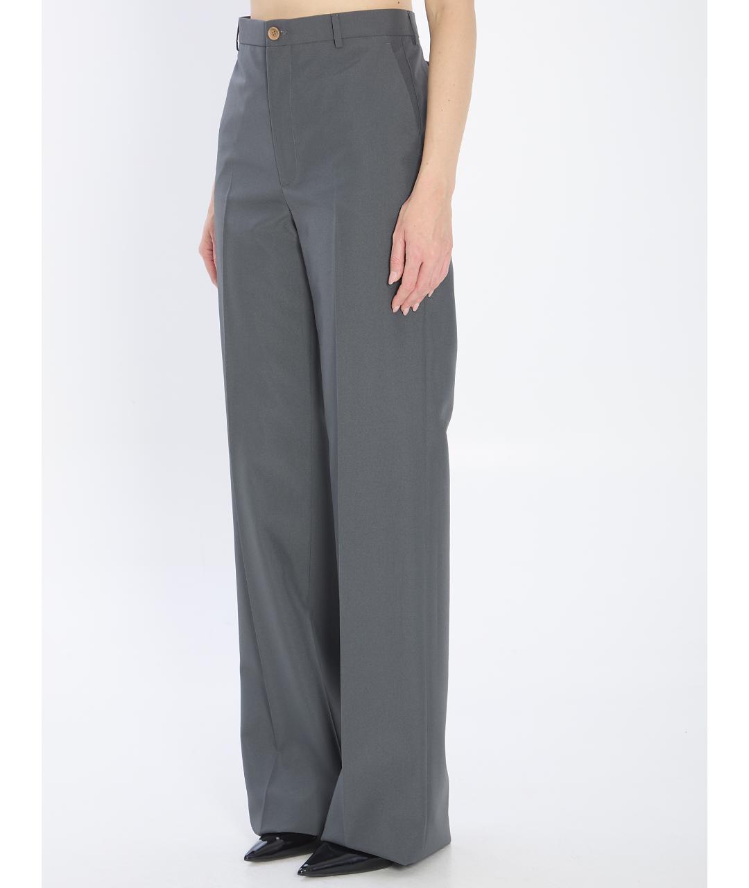 GUCCI Серые полиэстеровые прямые брюки, фото 3