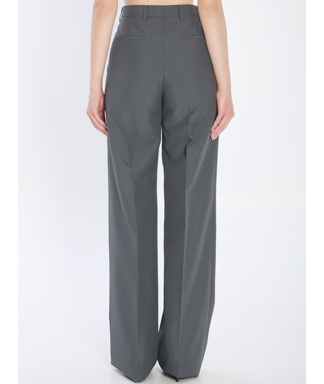 GUCCI Серые полиэстеровые прямые брюки, фото 5