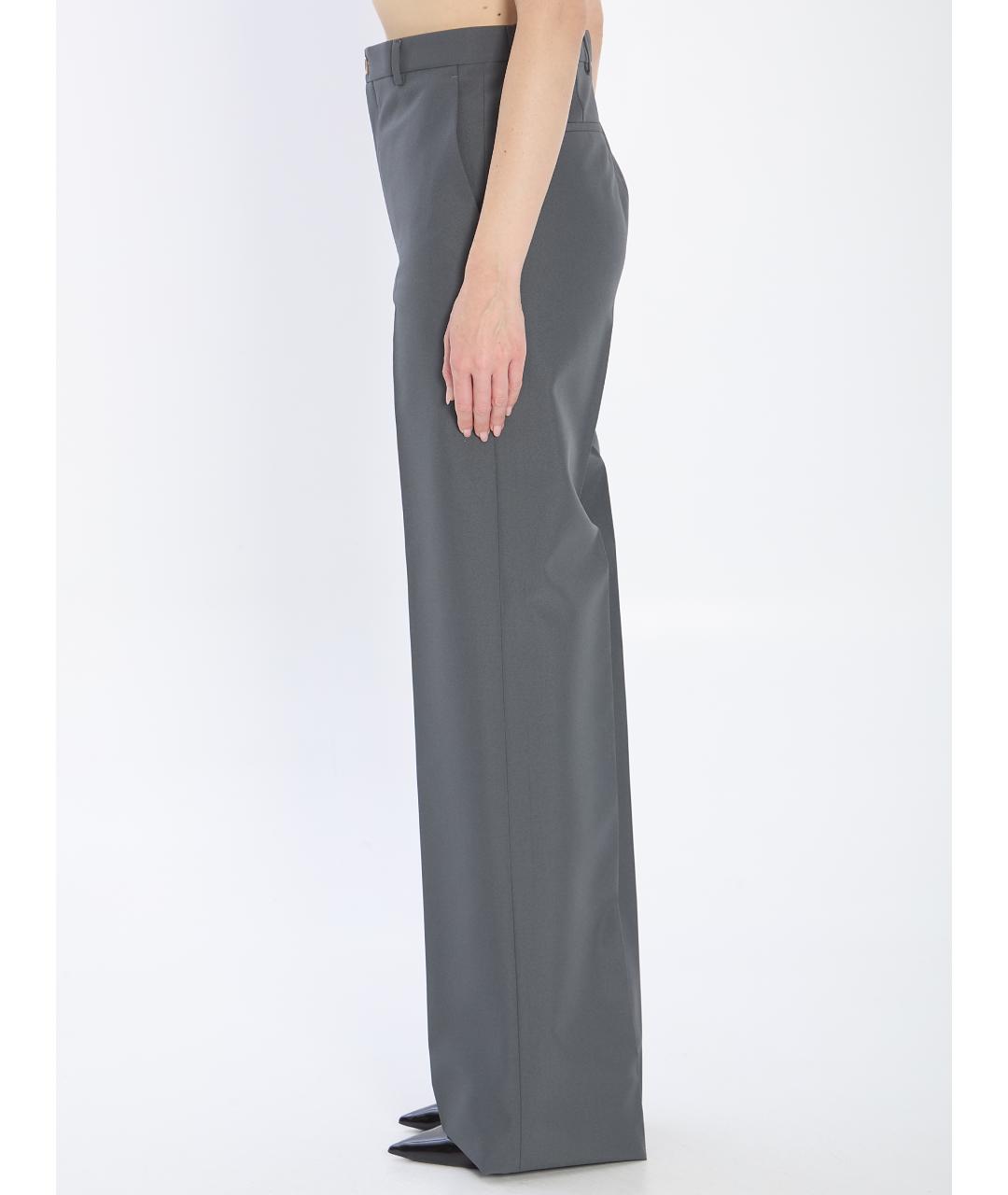 GUCCI Серые полиэстеровые прямые брюки, фото 4