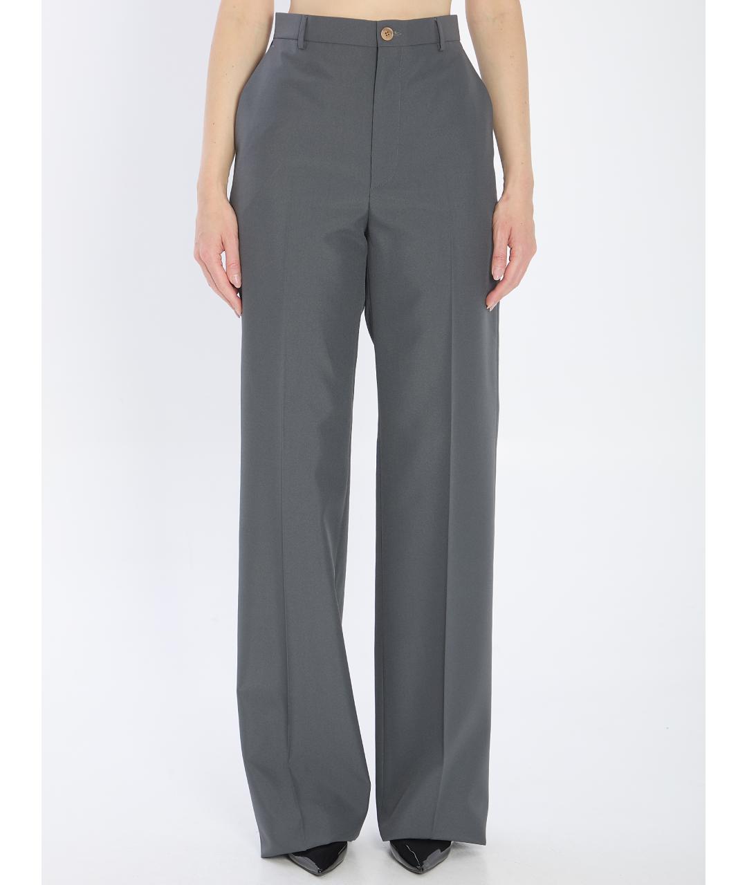 GUCCI Серые полиэстеровые прямые брюки, фото 2