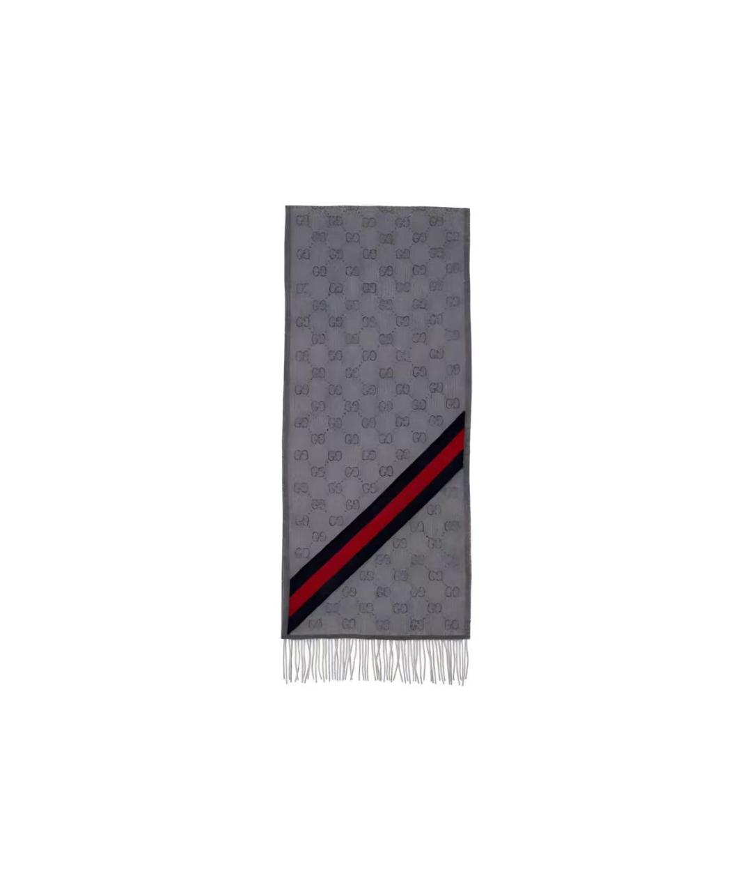 GUCCI Серый хлопковый шарф, фото 1