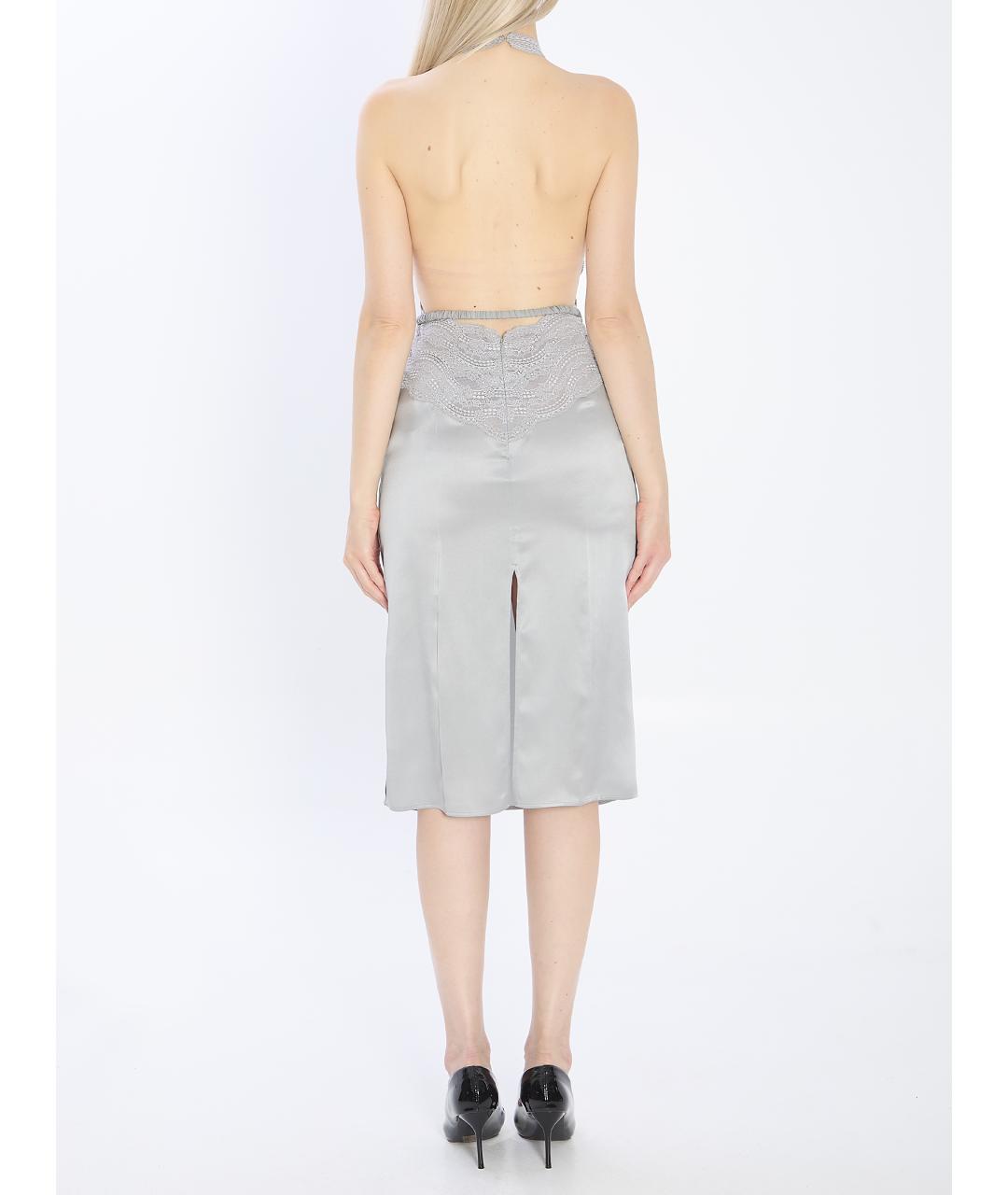 GUCCI Серое шелковое коктейльное платье, фото 5