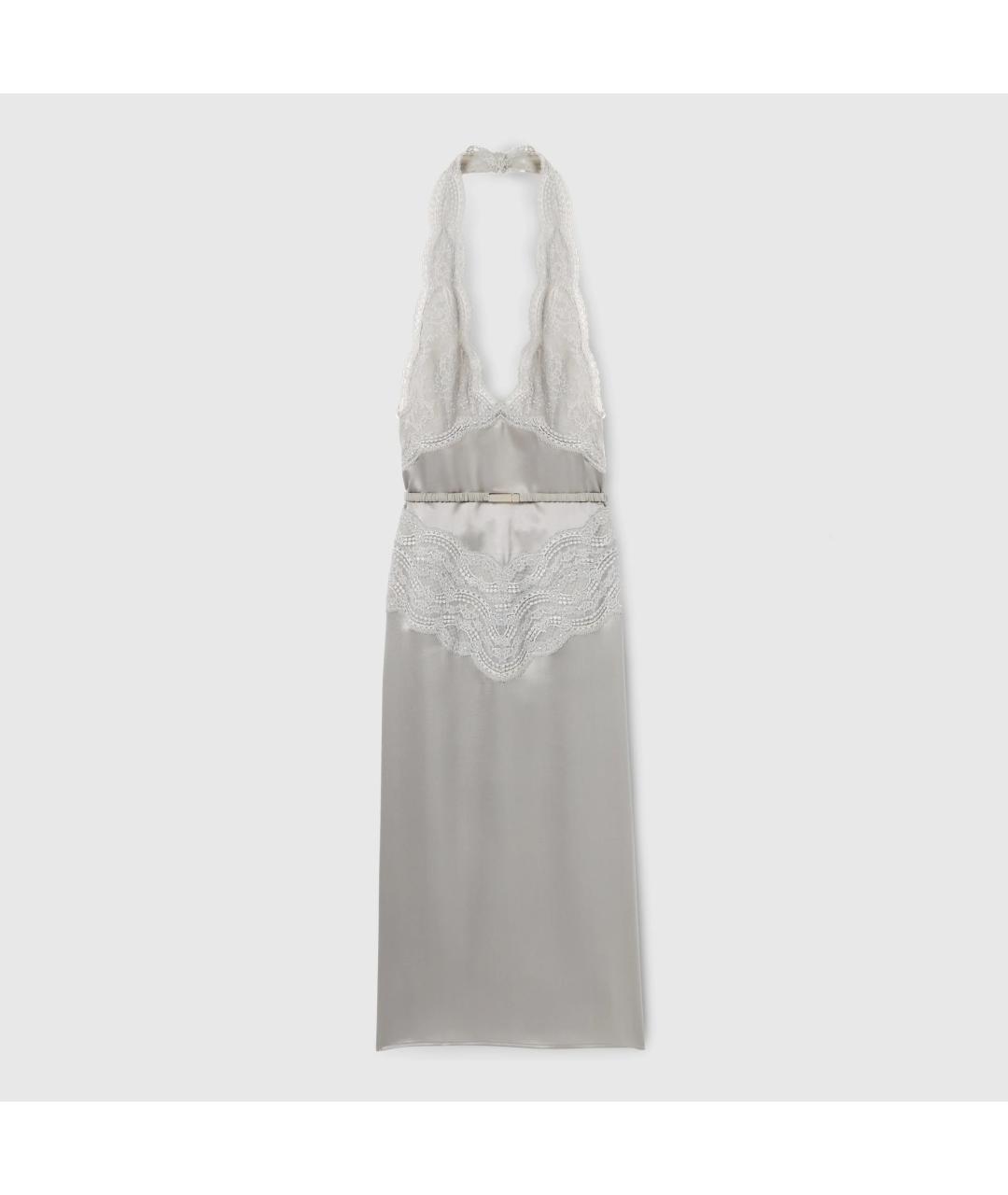 GUCCI Серое шелковое коктейльное платье, фото 6