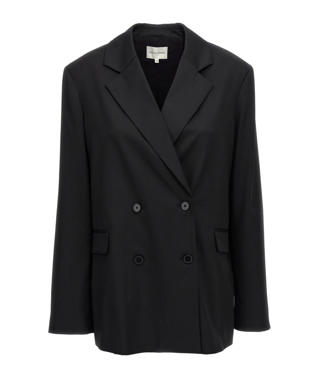 LOULOU STUDIO Черный шерстяной жакет/пиджак, фото 1