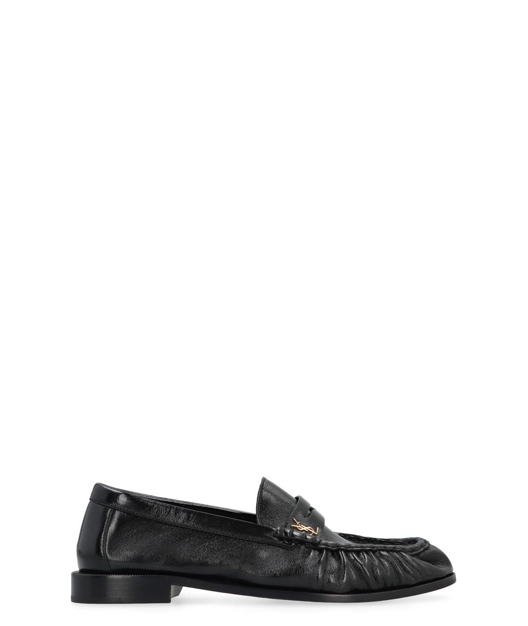 SAINT LAURENT Черные кожаные лоферы, фото 1