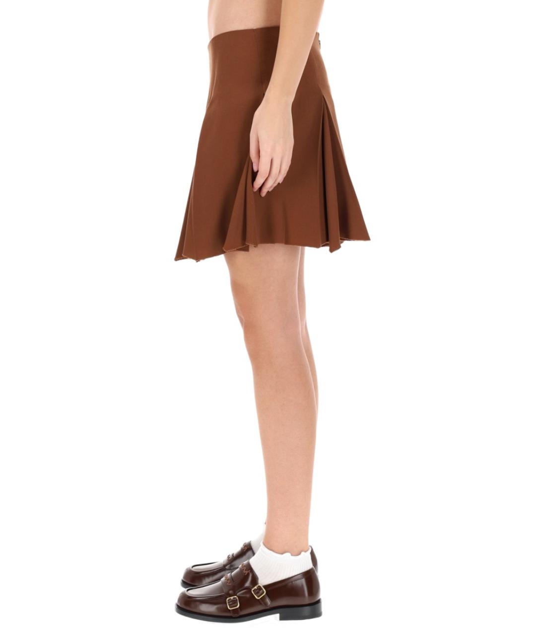 MARNI Коричневая шерстяная юбка мини, фото 3