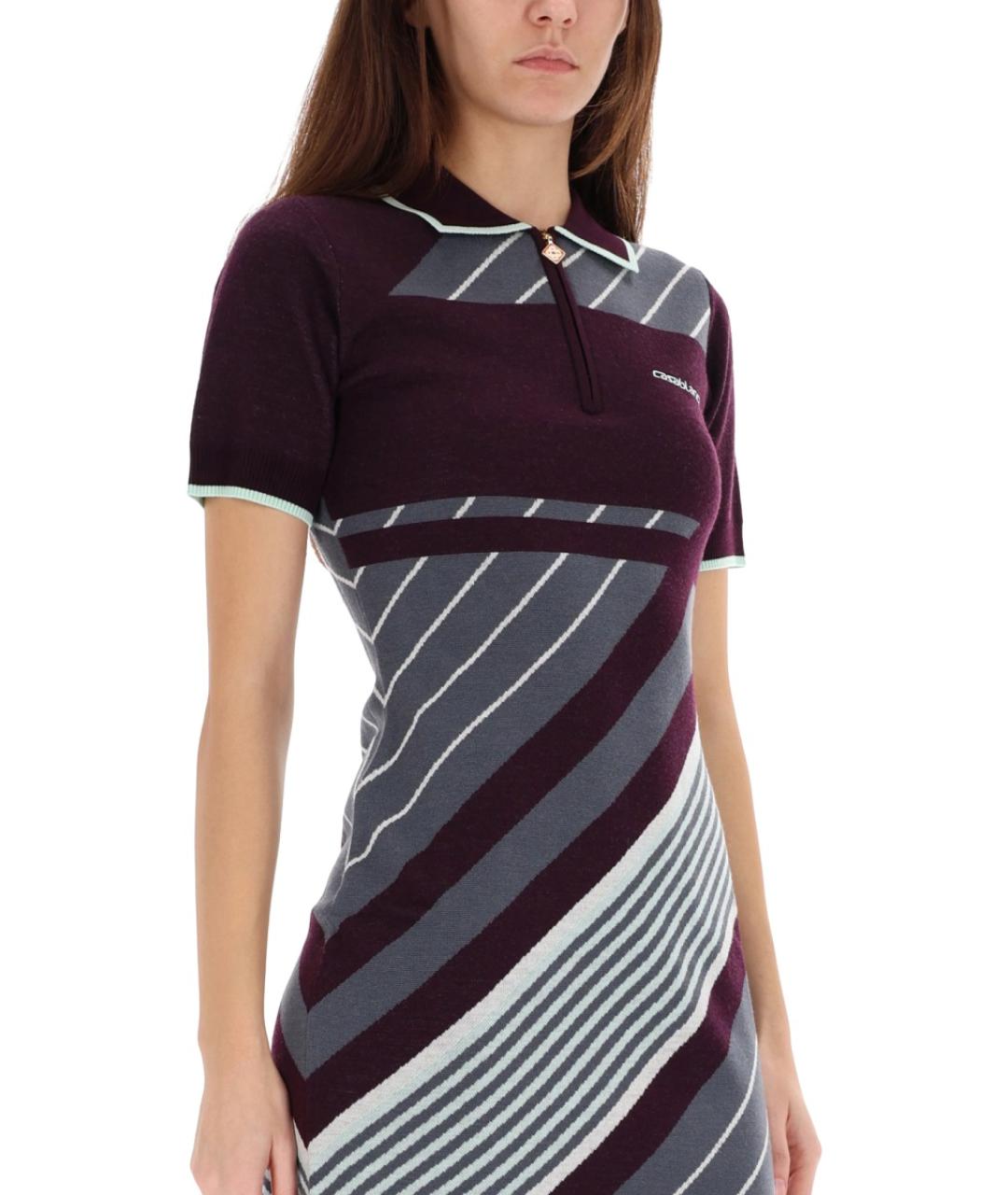 CASABLANCA Фиолетовое шерстяное повседневное платье, фото 5