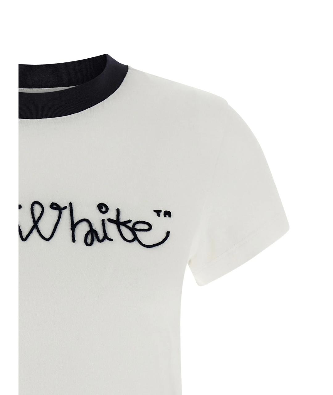 OFF-WHITE Белая хлопковая футболка, фото 4
