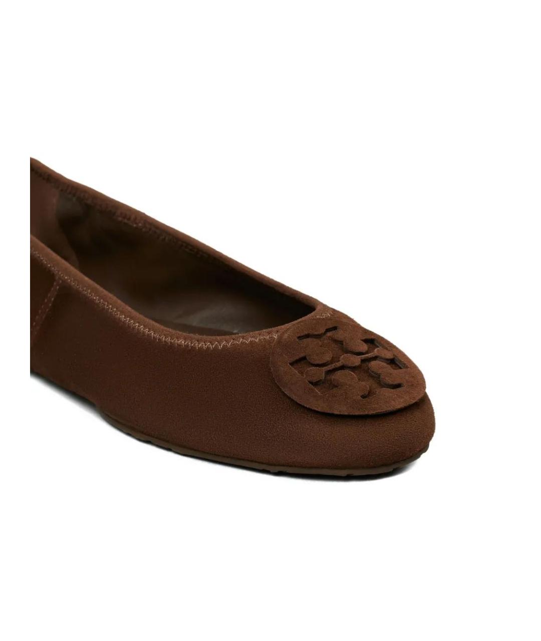 TORY BURCH Коричневые замшевые балетки, фото 4