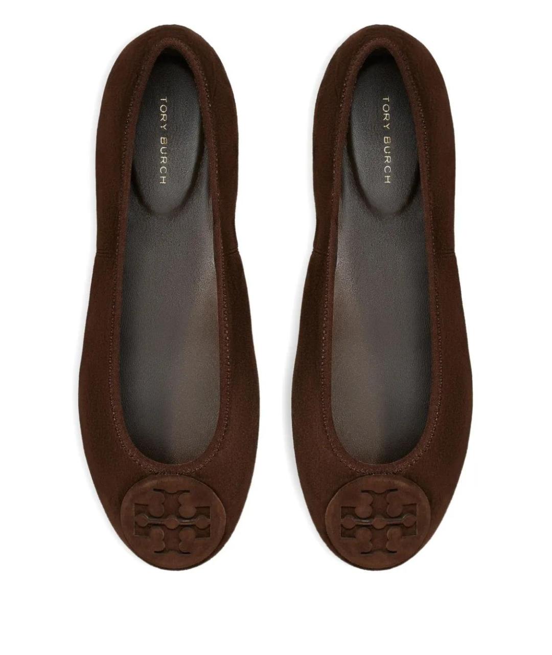 TORY BURCH Коричневые замшевые балетки, фото 3