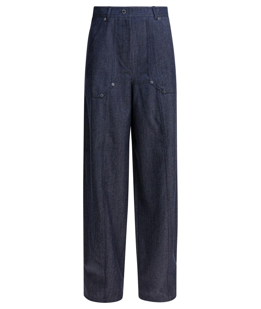 MAX MARA Синие шерстяные прямые брюки, фото 1