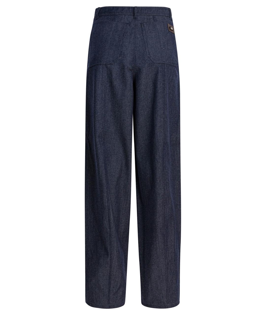 MAX MARA Синие шерстяные прямые брюки, фото 2