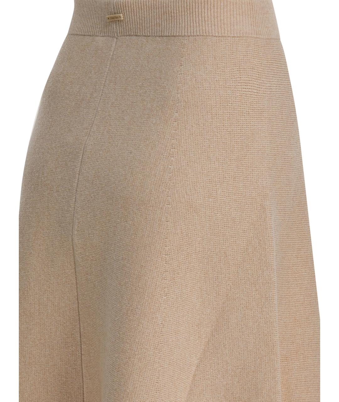 MAX MARA Бежевая шерстяная юбка миди, фото 4