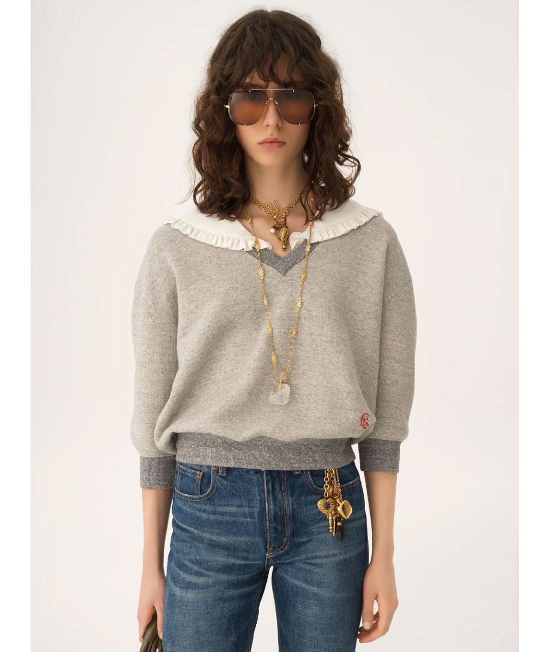 CHLOE Серый хлопковый джемпер / свитер, фото 2