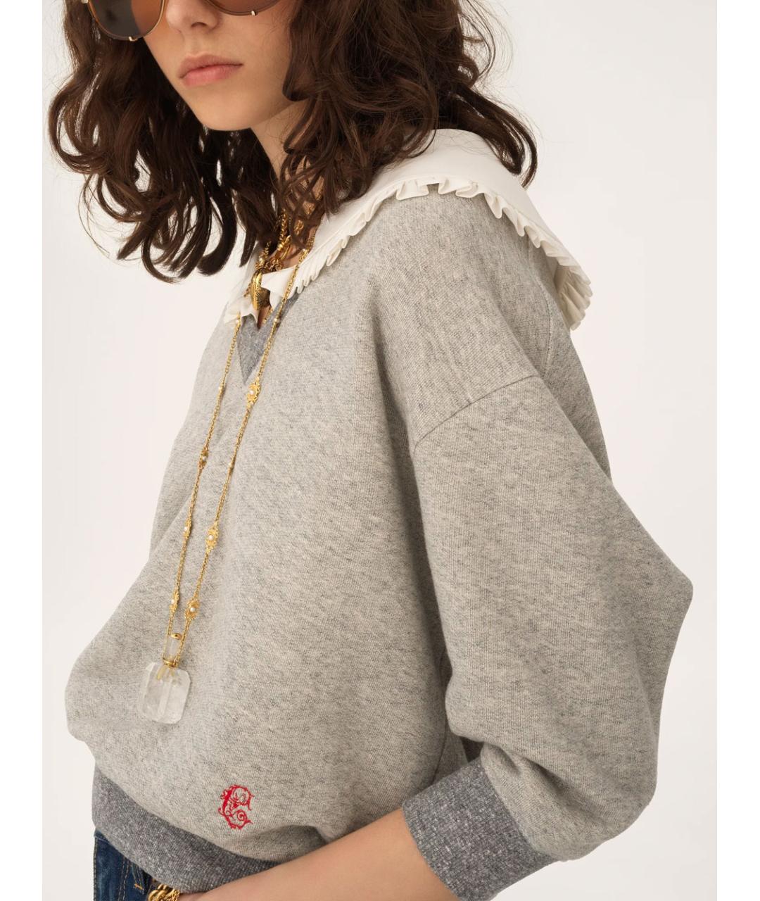 CHLOE Серый хлопковый джемпер / свитер, фото 4