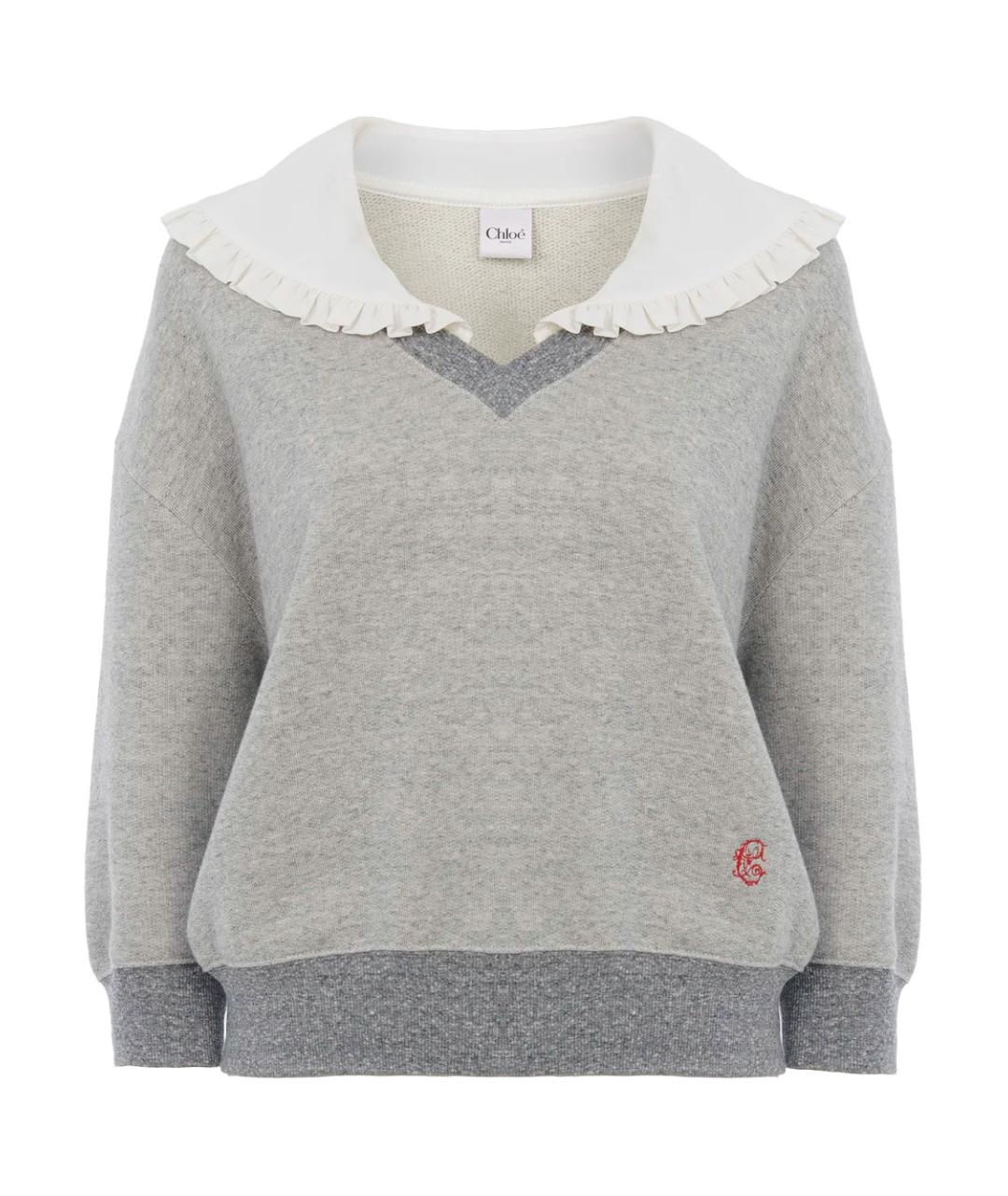 CHLOE Серый хлопковый джемпер / свитер, фото 1