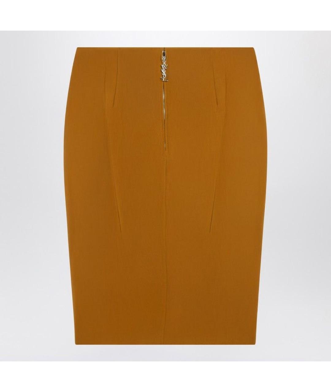 SAINT LAURENT Оранжевая вискозная юбка миди, фото 2