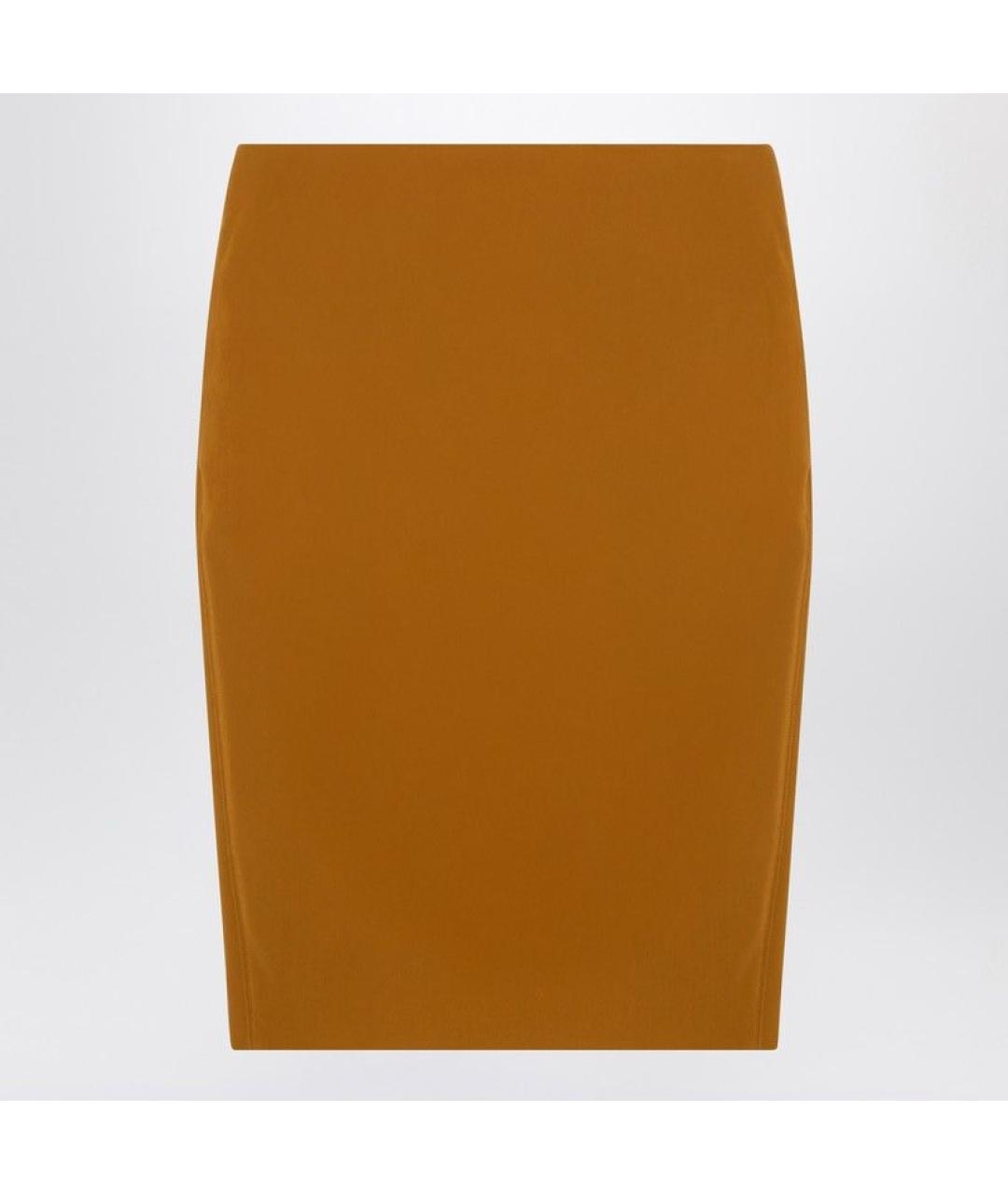 SAINT LAURENT Оранжевая вискозная юбка миди, фото 3