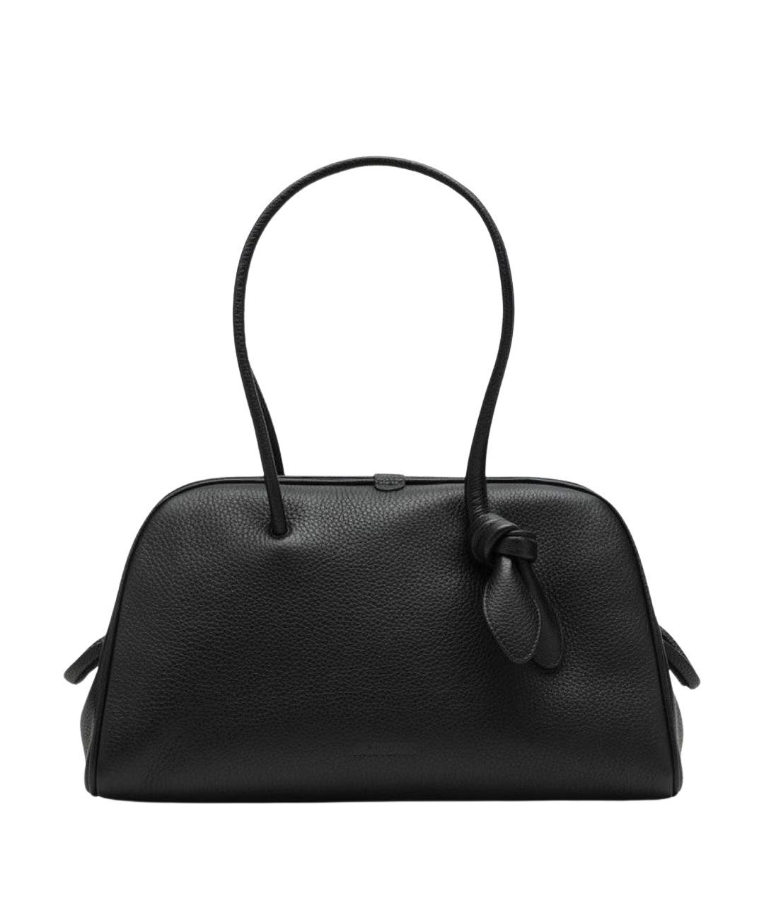 JACQUEMUS Черная кожаная сумка тоут, фото 1