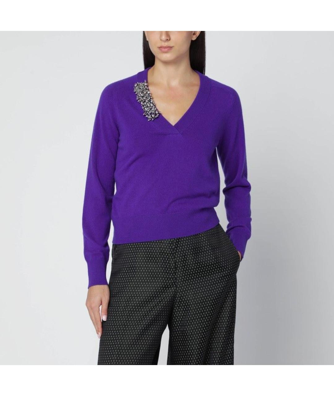 DRIES VAN NOTEN Фиолетовый кашемировый джемпер / свитер, фото 3