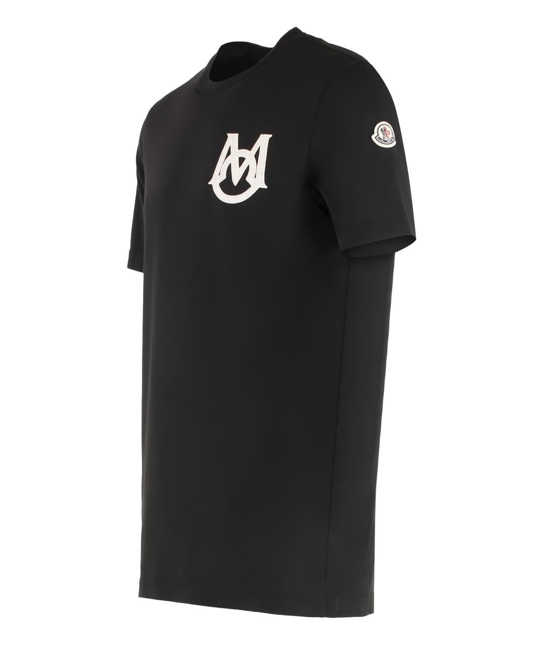 MONCLER Черная хлопковая футболка, фото 2