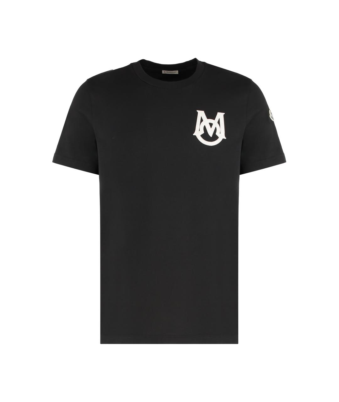 MONCLER Черная хлопковая футболка, фото 1