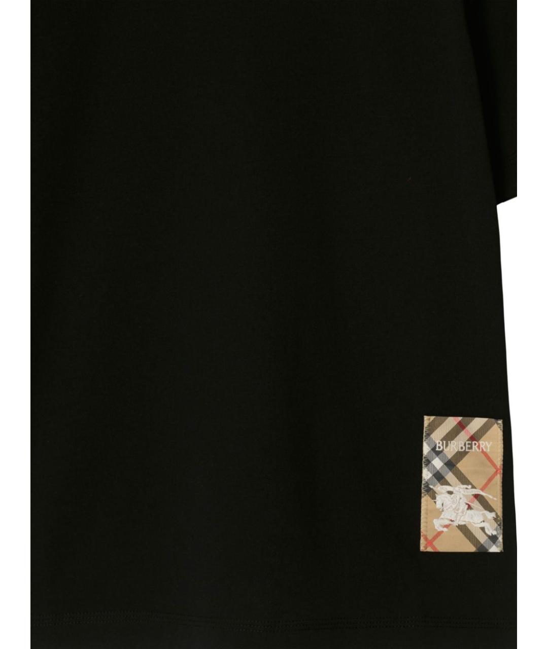 BURBERRY Черная хлопковая футболка, фото 4