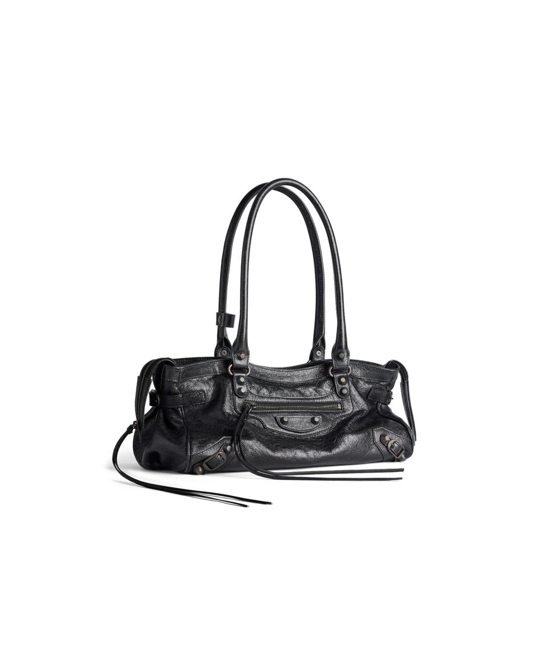 BALENCIAGA Черная кожаная сумка через плечо, фото 2