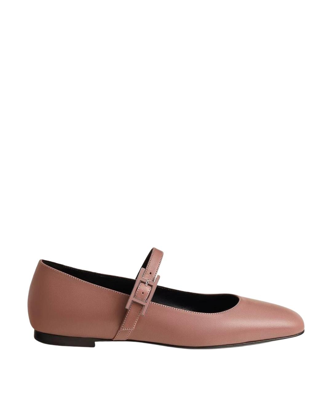 HERMES Розовые кожаные балетки, фото 1