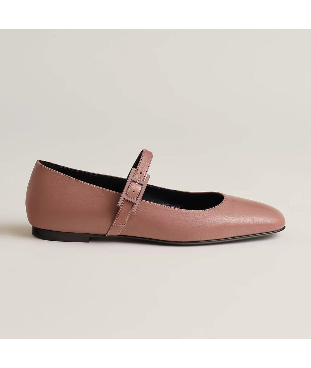 HERMES Розовые кожаные балетки, фото 6
