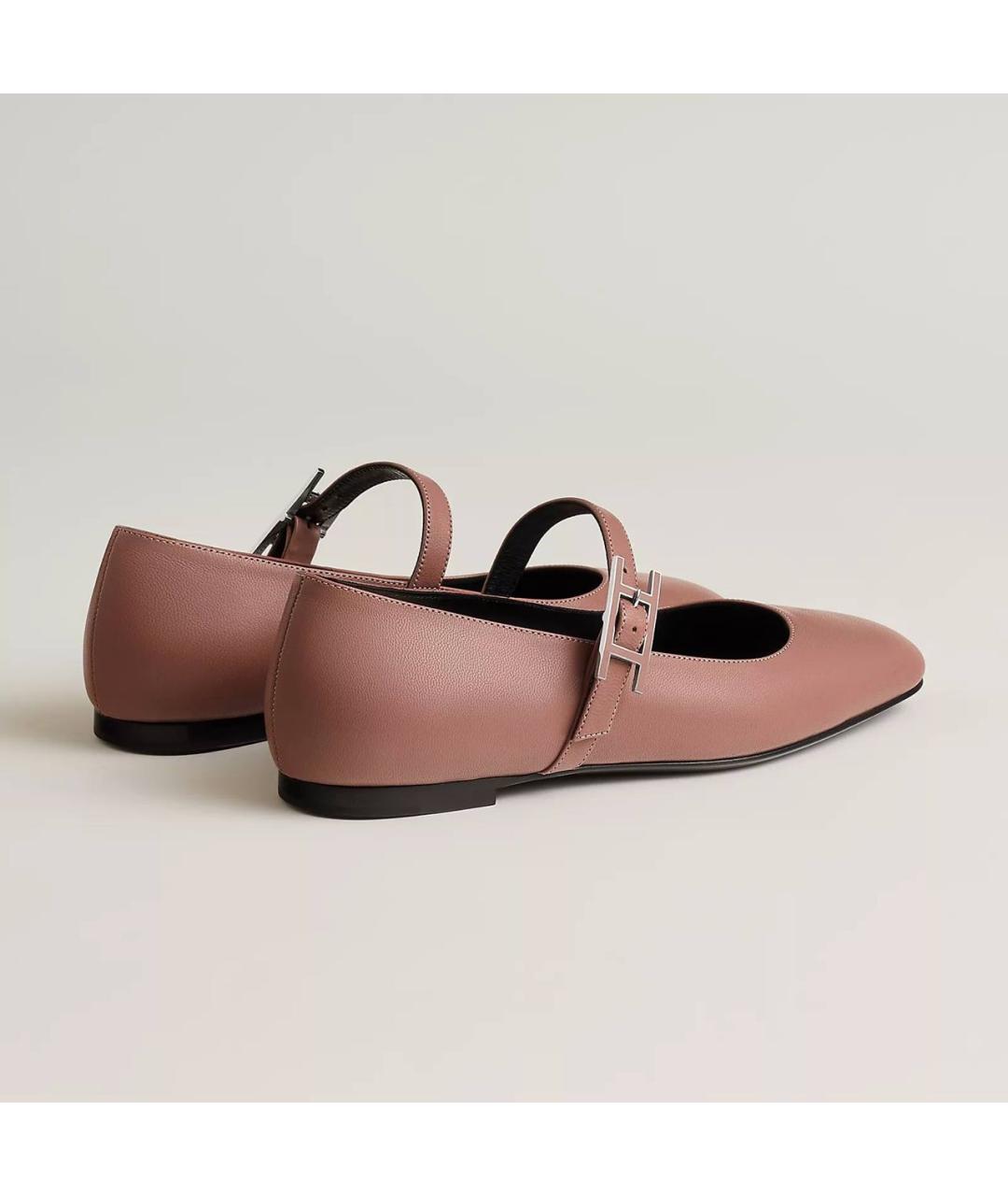 HERMES Розовые кожаные балетки, фото 4