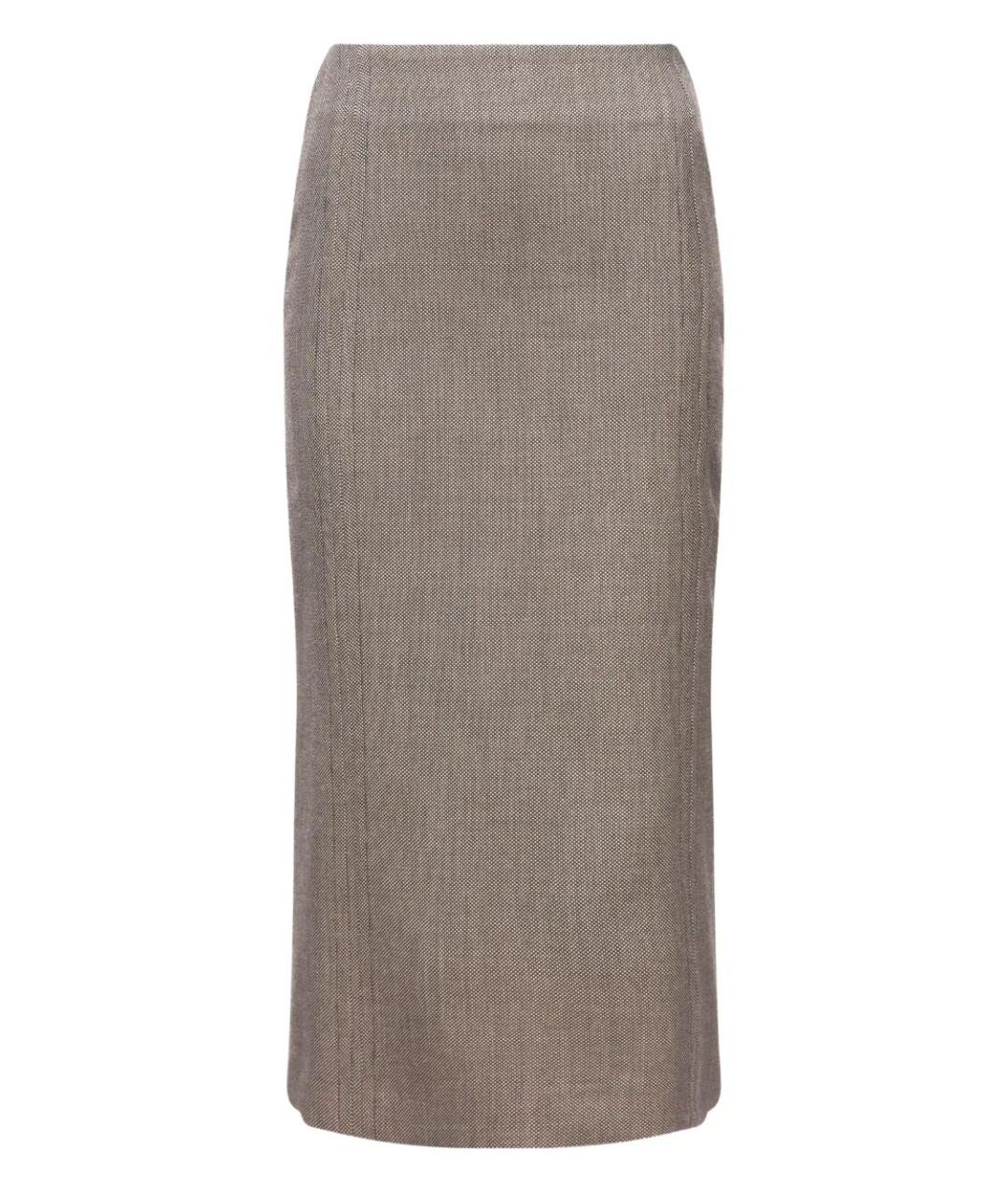 MM6 MAISON MARGIELA Коричневая шерстяная юбка миди, фото 1