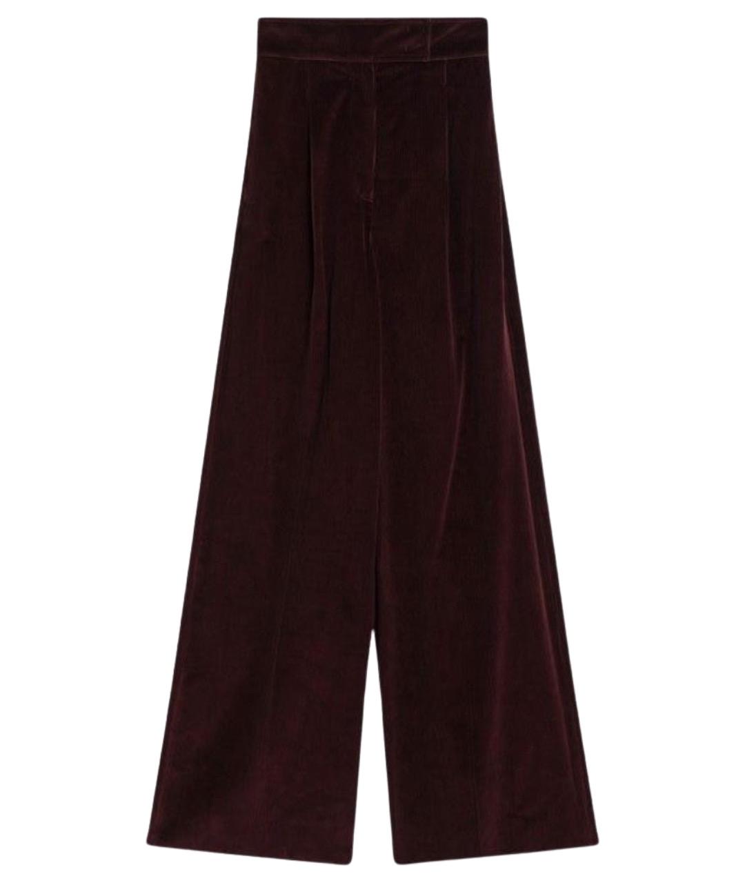 MAX MARA Бордовые хлопковые прямые брюки, фото 1