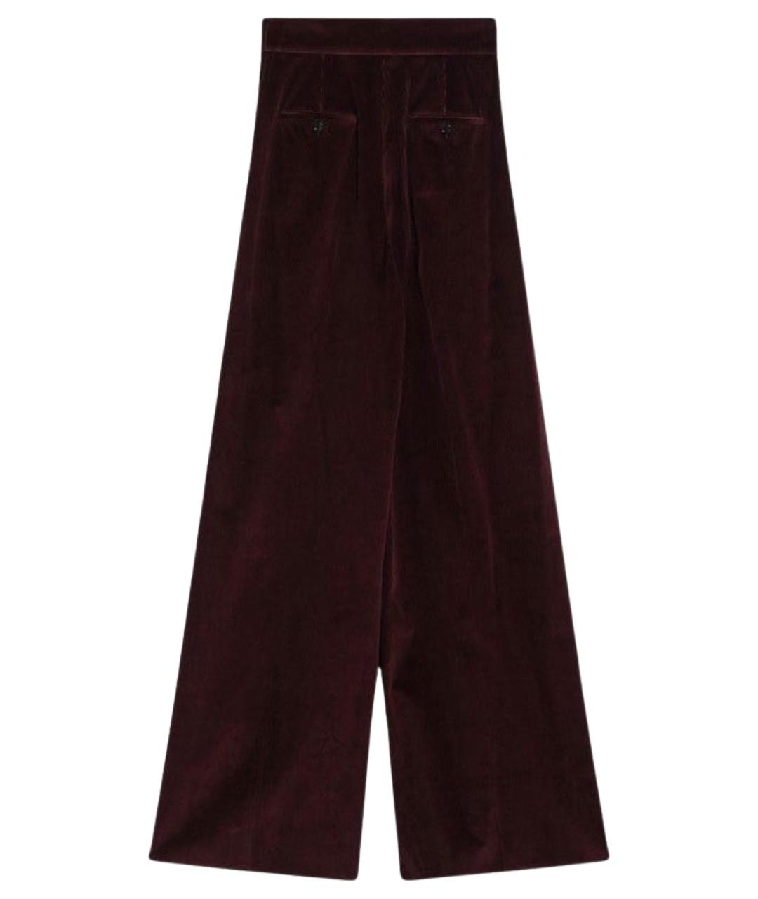 MAX MARA Бордовые хлопковые прямые брюки, фото 2