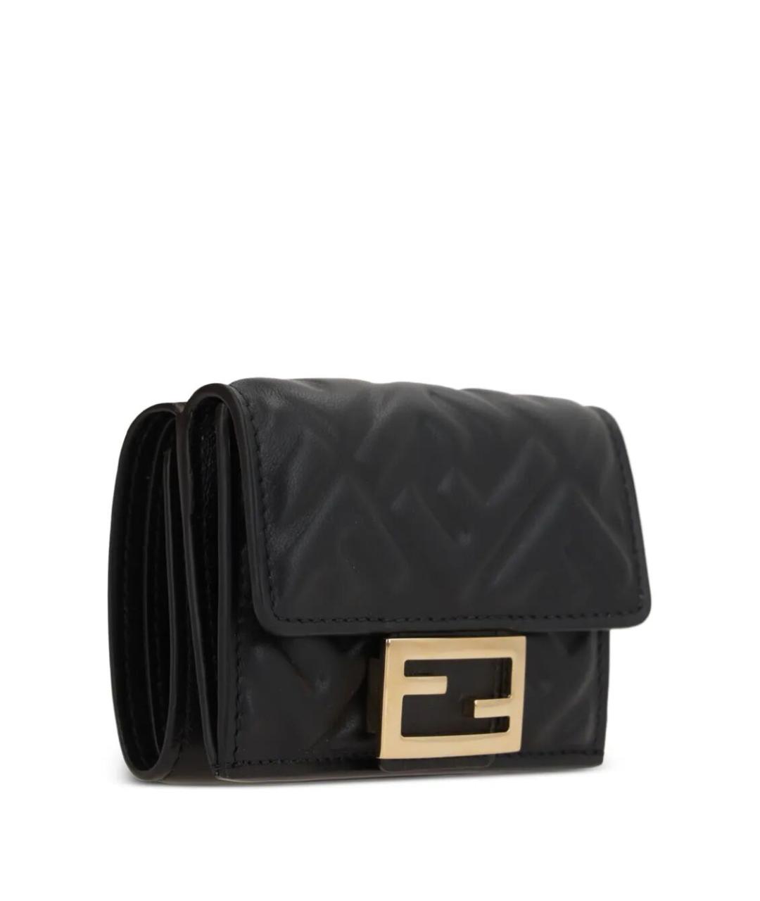 FENDI Черный кожаный кошелек, фото 4