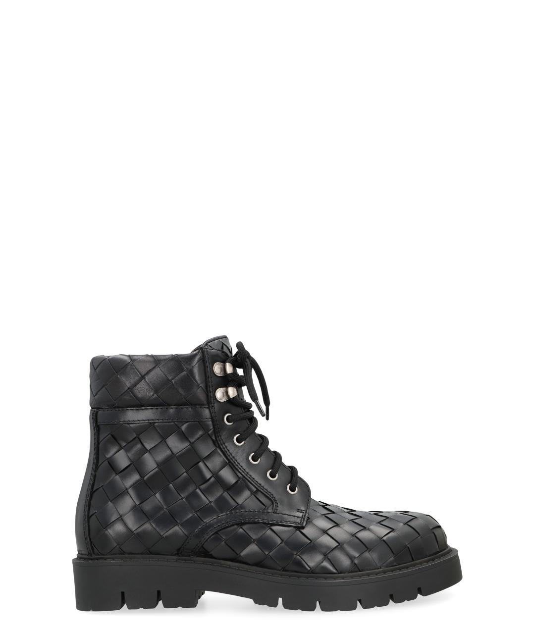 BOTTEGA VENETA Черные кожаные высокие ботинки, фото 1