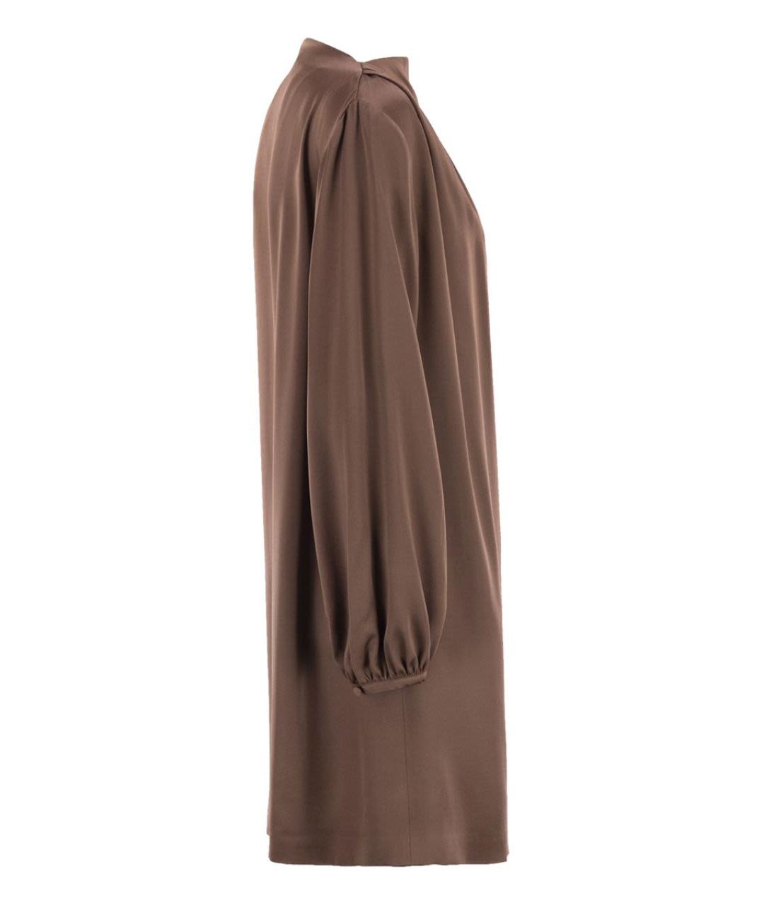 WEEKEND MAX MARA Коричневое атласное повседневное платье, фото 3