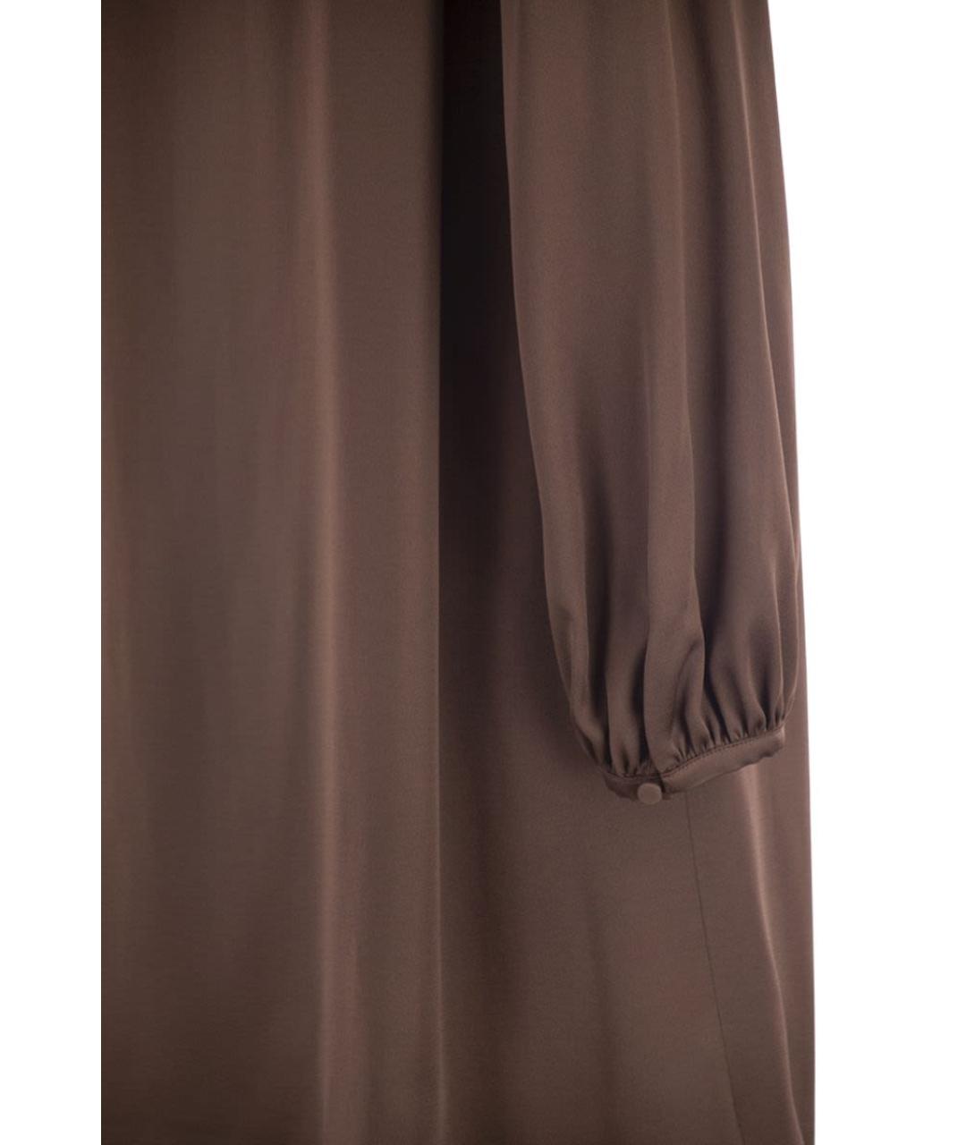 WEEKEND MAX MARA Коричневое атласное повседневное платье, фото 4
