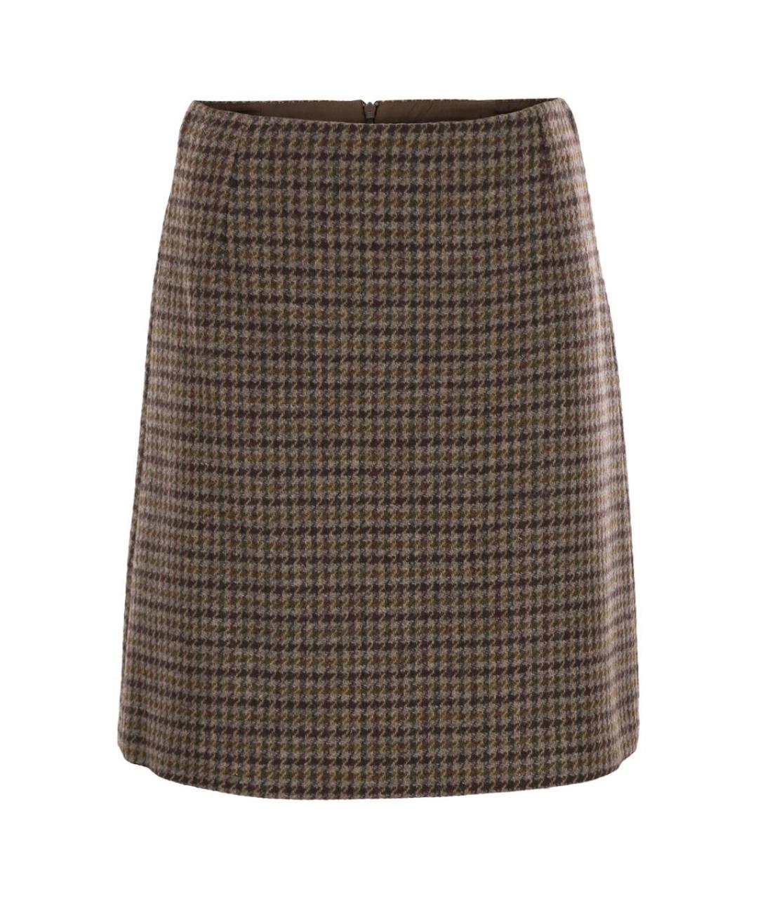 WEEKEND MAX MARA Коричневая шерстяная юбка мини, фото 1