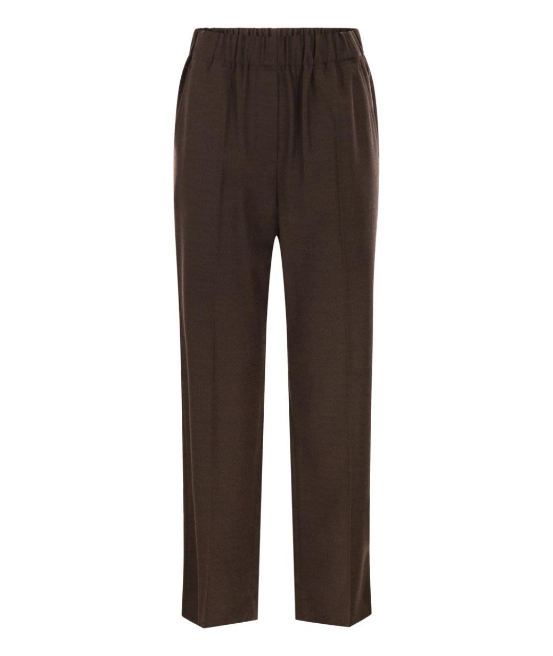 WEEKEND MAX MARA Коричневые шерстяные прямые брюки, фото 1