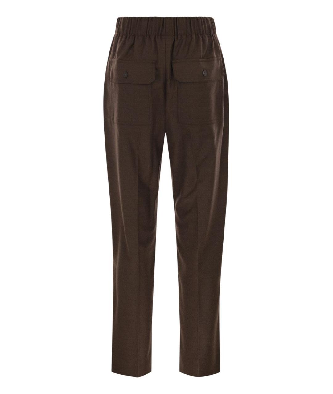 WEEKEND MAX MARA Коричневые шерстяные прямые брюки, фото 2