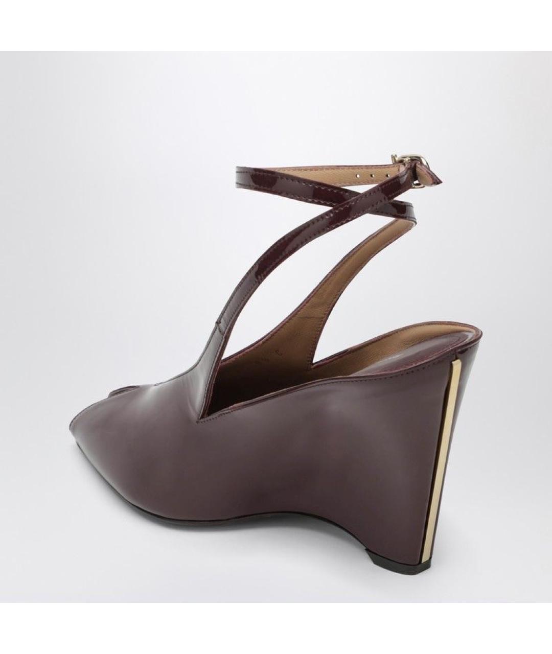 FERRAGAMO Бордовые туфли из лакированной кожи, фото 3