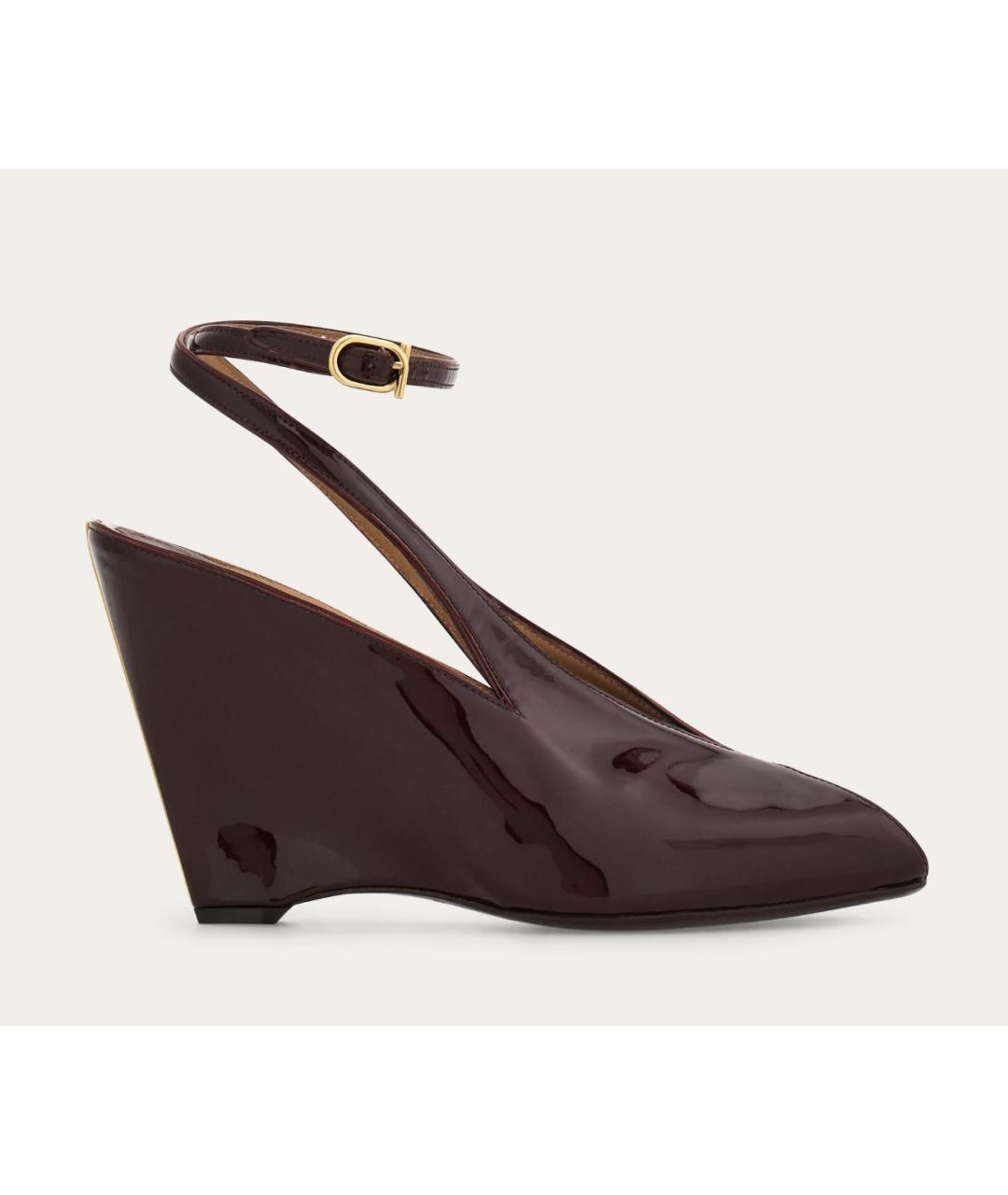 FERRAGAMO Бордовые туфли из лакированной кожи, фото 5